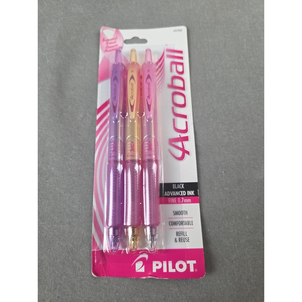 Pilot Acroball for a Cure Breast Cancer Awareness Black Ink Retractable 0.7 mm
